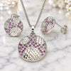 White Gold Filled Earring and Pendant Adult Set, with Ruby and White Cubic Zirconia, Polished, Rhodium Finish, 10.233.0036.6