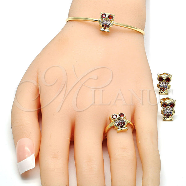 Gold Filled Ring — Earring and Pendant Children Set Owl Design with — alternate product view — SKU 131407 | Oro Laminado anillo — Earring and Pendant Children Set Owl diseño with — SKU 131407