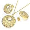 Oro Laminado Earring and Pendant Adult Set, Gold Filled Style with Multicolor Cubic Zirconia, Polished, Golden Finish, 10.233.0037