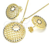 Oro Laminado Earring and Pendant Adult Set, Gold Filled Style with Black and White Cubic Zirconia, Polished, Golden Finish, 10.233.0037.1