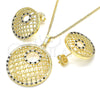 Oro Laminado Earring and Pendant Adult Set, Gold Filled Style with Black and White Cubic Zirconia, Polished, Golden Finish, 10.233.0037.1