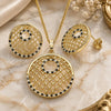 Oro Laminado Earring and Pendant Adult Set, Gold Filled Style with Black and White Cubic Zirconia, Polished, Golden Finish, 10.233.0037.1