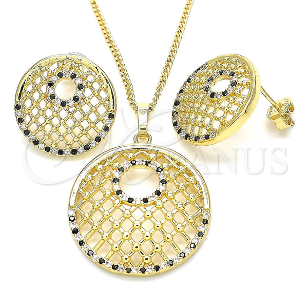 Gold Filled Ring — Earring and Pendant Adult Set with Black and — main product view — SKU 131410 | Oro Laminado anillo — Earring and Pendant Adult Set with negro and — SKU 131410