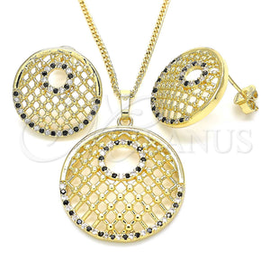 Gold Filled Ring — Earring and Pendant Adult Set with Black and — main product view — SKU 131410 | Oro Laminado anillo — Earring and Pendant Adult Set with negro and — SKU 131410