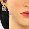 Oro Laminado Earring and Pendant Adult Set, Gold Filled Style with Ruby and White Cubic Zirconia, Polished, Golden Finish, 10.233.0037.2