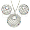 Oro Laminado Earring and Pendant Adult Set, Gold Filled Style with Multicolor Cubic Zirconia, Resin Finish, Rhodium Finish, 10.233.0037.4