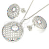 Oro Laminado Earring and Pendant Adult Set, Gold Filled Style with Multicolor Cubic Zirconia, Resin Finish, Rhodium Finish, 10.233.0037.4