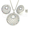 Oro Laminado Earring and Pendant Adult Set, Gold Filled Style with Multicolor Cubic Zirconia, Resin Finish, Rhodium Finish, 10.233.0037.4