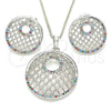 Rhodium Gold Filled Earring and Pendant Adult Set, with Multicolor Cubic Zirconia, Resin Finish, Rhodium Finish, 10.233.0037.4