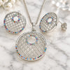 White Gold Filled Earring and Pendant Adult Set, with Multicolor Cubic Zirconia, Resin Finish, Rhodium Finish, 10.233.0037.4