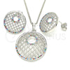 Rhodium Gold Filled Earring and Pendant Adult Set, with Multicolor Cubic Zirconia, Resin Finish, Rhodium Finish, 10.233.0037.4