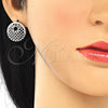 Oro Laminado Earring and Pendant Adult Set, Gold Filled Style with Black and White Cubic Zirconia, Polished, Golden Finish, 10.233.0037.5