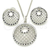 Oro Laminado Earring and Pendant Adult Set, Gold Filled Style with Black and White Cubic Zirconia, Polished, Golden Finish, 10.233.0037.5