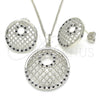 Oro Laminado Earring and Pendant Adult Set, Gold Filled Style with Black and White Cubic Zirconia, Polished, Golden Finish, 10.233.0037.5