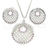 Rhodium Gold Filled Earring and Pendant Adult Set, with Ruby and White Cubic Zirconia, Polished, Rhodium Finish, 10.233.0037.6