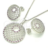 Rhodium Gold Filled Earring and Pendant Adult Set, with Ruby and White Cubic Zirconia, Polished, Rhodium Finish, 10.233.0037.6