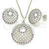 Rhodium Gold Filled Earring and Pendant Adult Set, with Ruby and White Cubic Zirconia, Polished, Rhodium Finish, 10.233.0037.6