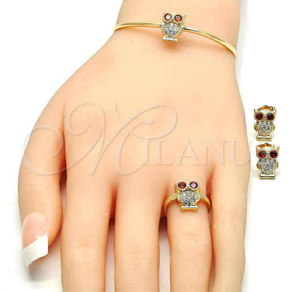 Gold Filled Ring — Earring and Pendant Children Set Owl Design with — alternate product view — SKU 131416 | Oro Laminado anillo — Earring and Pendant Children Set Owl diseño with — SKU 131416