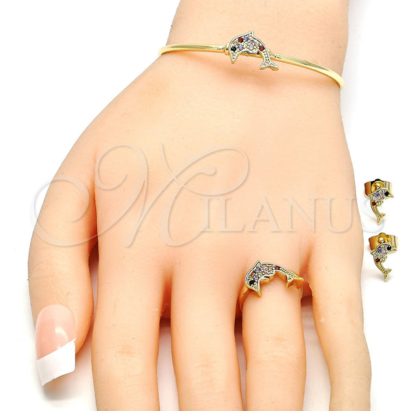 Gold Filled Ring — Earring and Pendant Children Set Dolphin Design with — alternate product view — SKU 131418 | Oro Laminado anillo — Earring and Pendant Children Set Dolphin diseño with — SKU 131418