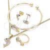 Oro Laminado Earring and Pendant Children Set, Gold Filled Style Dolphin Design, with White and Black Cubic Zirconia, Polished, Golden Finish, 06.210.0012.1