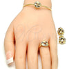 Oro Laminado Earring and Pendant Children Set, Gold Filled Style Flower and Heart Design, with Garnet and White Cubic Zirconia, Polished, Golden Finish, 06.210.0018