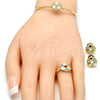 Oro Laminado Earring and Pendant Children Set, Gold Filled Style Flower and Heart Design, with White Cubic Zirconia, Polished, Golden Finish, 06.210.0018.1