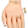 Oro Laminado Earring and Pendant Children Set, Gold Filled Style Dragon-Fly Design, with White Cubic Zirconia, Polished, Golden Finish, 06.210.0020.1