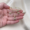 Oro Laminado Earring and Pendant Children Set, Gold Filled Style Dragon-Fly Design, with White Cubic Zirconia, Polished, Golden Finish, 06.210.0020.1
