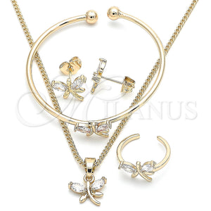 Gold Filled Ring — Earring and Pendant Children Set Dragon-Fly Design with — main product view — SKU 131422 | Oro Laminado anillo — Earring and Pendant Children Set Dragon-Fly diseño with — SKU 131422