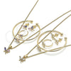 Oro Laminado Earring and Pendant Children Set, Gold Filled Style Dragon-Fly Design, with White Cubic Zirconia, Polished, Golden Finish, 06.210.0020.1