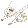 Oro Laminado Earring and Pendant Children Set, Gold Filled Style Butterfly Design, with Multicolor Cubic Zirconia, Polished, Golden Finish, 06.210.0017