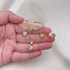 Oro Laminado Earring and Pendant Children Set, Gold Filled Style Flower Design, with Multicolor Cubic Zirconia, Polished, Golden Finish, 06.210.0015