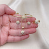 Oro Laminado Earring and Pendant Children Set, Gold Filled Style Flower Design, with White Micro Pave, Polished, Golden Finish, 06.210.0015.1