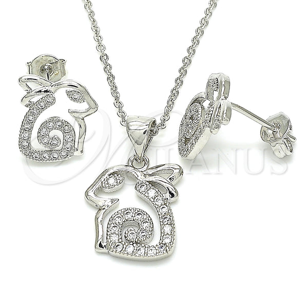 White Gold Filled Ring — Earring and Pendant Adult Set with White Cubic — main product view — SKU 131455 | Oro Laminado Blanco anillo — Earring and Pendant Adult Set with blanco Cubic — SKU 131455