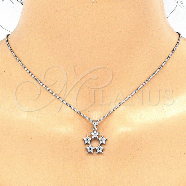 White Gold Filled Ring — Earring and Pendant Adult Set Flower and Star — alternate product view — SKU 131456 | Oro Laminado Blanco anillo — Earring and Pendant Adult Set flor and estrella — SKU 131456