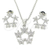 Rhodium Gold Filled Earring and Pendant Adult Set, Flower and Star Design, with White Cubic Zirconia, Polished, Rhodium Finish, 10.199.0141