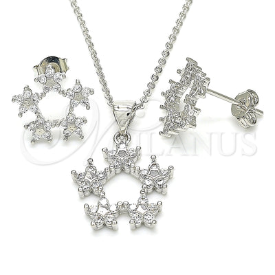 Juego de Aretes y Dije 10.199.0141 de Oro Laminado Blanco por Mayoreo, vista principal del producto