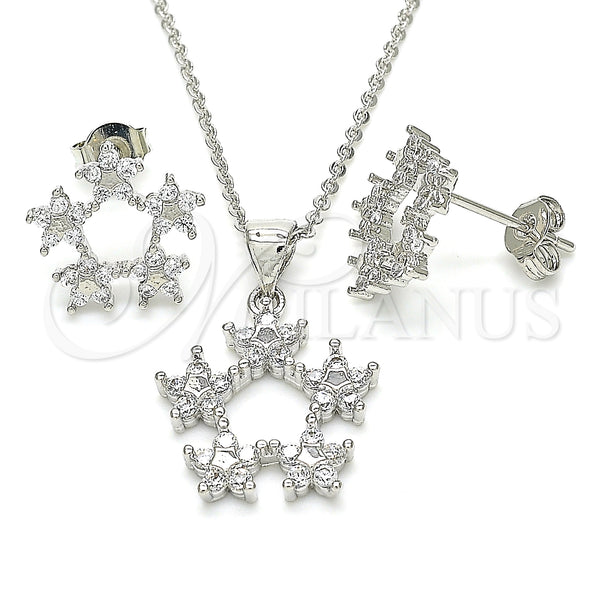 White Gold Filled Ring — Earring and Pendant Adult Set Flower and Star — main product view — SKU 131456 | Oro Laminado Blanco anillo — Earring and Pendant Adult Set flor and estrella — SKU 131456