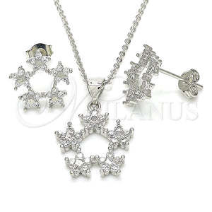 White Gold Filled Ring — Earring and Pendant Adult Set Flower and Star — main product view — SKU 131456 | Oro Laminado Blanco anillo — Earring and Pendant Adult Set flor and estrella — SKU 131456