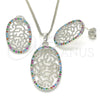Rhodium Plated Earring and Pendant Adult Set, with Multicolor Cubic Zirconia, Polished, Rhodium Finish, 10.233.0038.4