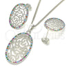 Rhodium Gold Filled Earring and Pendant Adult Set, with Multicolor Cubic Zirconia, Polished, Rhodium Finish, 10.233.0038.4