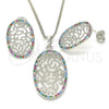 Rhodium Gold Filled Earring and Pendant Adult Set, with Multicolor Cubic Zirconia, Polished, Rhodium Finish, 10.233.0038.4