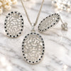 White Gold Filled Earring and Pendant Adult Set, with Black and White Cubic Zirconia, Polished, Rhodium Finish, 10.233.0038.5