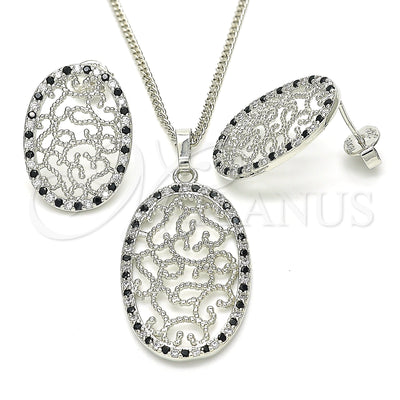 Juego de Aretes y Dije 10.233.0038.5 de Oro Laminado Blanco por Mayoreo, vista principal del producto