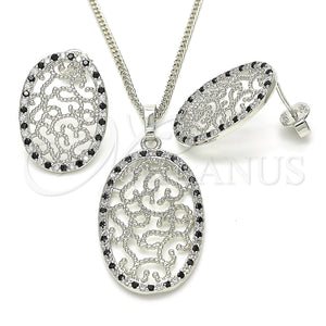White Gold Filled Ring — Earring and Pendant Adult Set with Black and — main product view — SKU 131469 | Oro Laminado Blanco anillo — Earring and Pendant Adult Set with negro and — SKU 131469