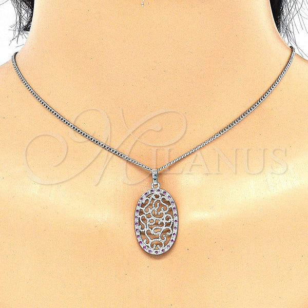 White Gold Filled Ring — Earring and Pendant Adult Set with Ruby and — alternate product view — SKU 131470 | Oro Laminado Blanco anillo — Earring and Pendant Adult Set with Ruby and — SKU 131470