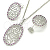 Rhodium Plated Earring and Pendant Adult Set, with Ruby and White Cubic Zirconia, Polished, Rhodium Finish, 10.233.0038.6