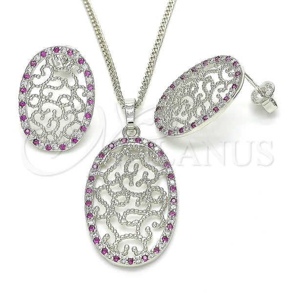 White Gold Filled Ring — Earring and Pendant Adult Set with Ruby and — main product view — SKU 131470 | Oro Laminado Blanco anillo — Earring and Pendant Adult Set with Ruby and — SKU 131470
