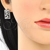 Rhodium Gold Filled Earring and Pendant Adult Set, Leaf Design, with Multicolor Cubic Zirconia, Polished, Rhodium Finish, 10.233.0039.4