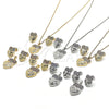 Oro Laminado Earring and Pendant Adult Set, Gold Filled Style Heart Design, with White Micro Pave, Diamond Cutting Finish, Golden Finish, 10.233.0040
